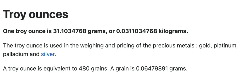 تعریف تروی انس نقره