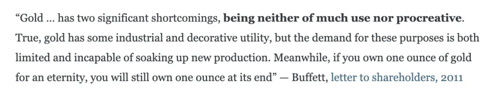 نظر وارن بافت درباره طلا